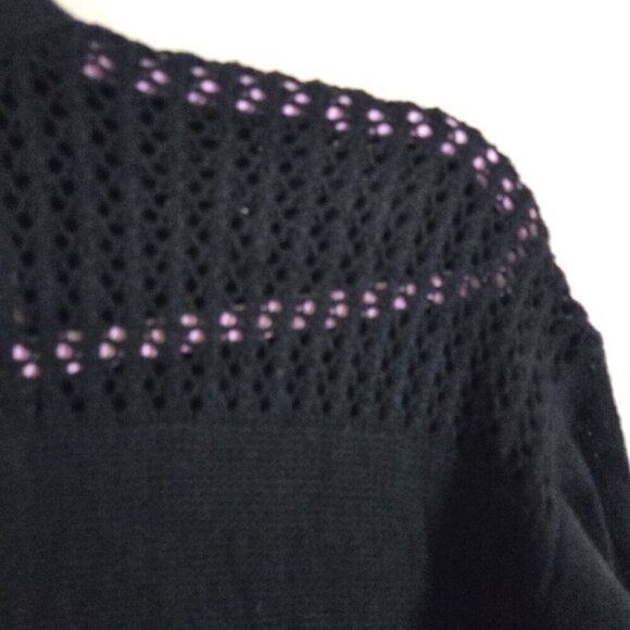 Rebecca Taylor Black Wool Fringe Open Knit Open Front Cardigan Sweater Size XS - Picture 4 of 7